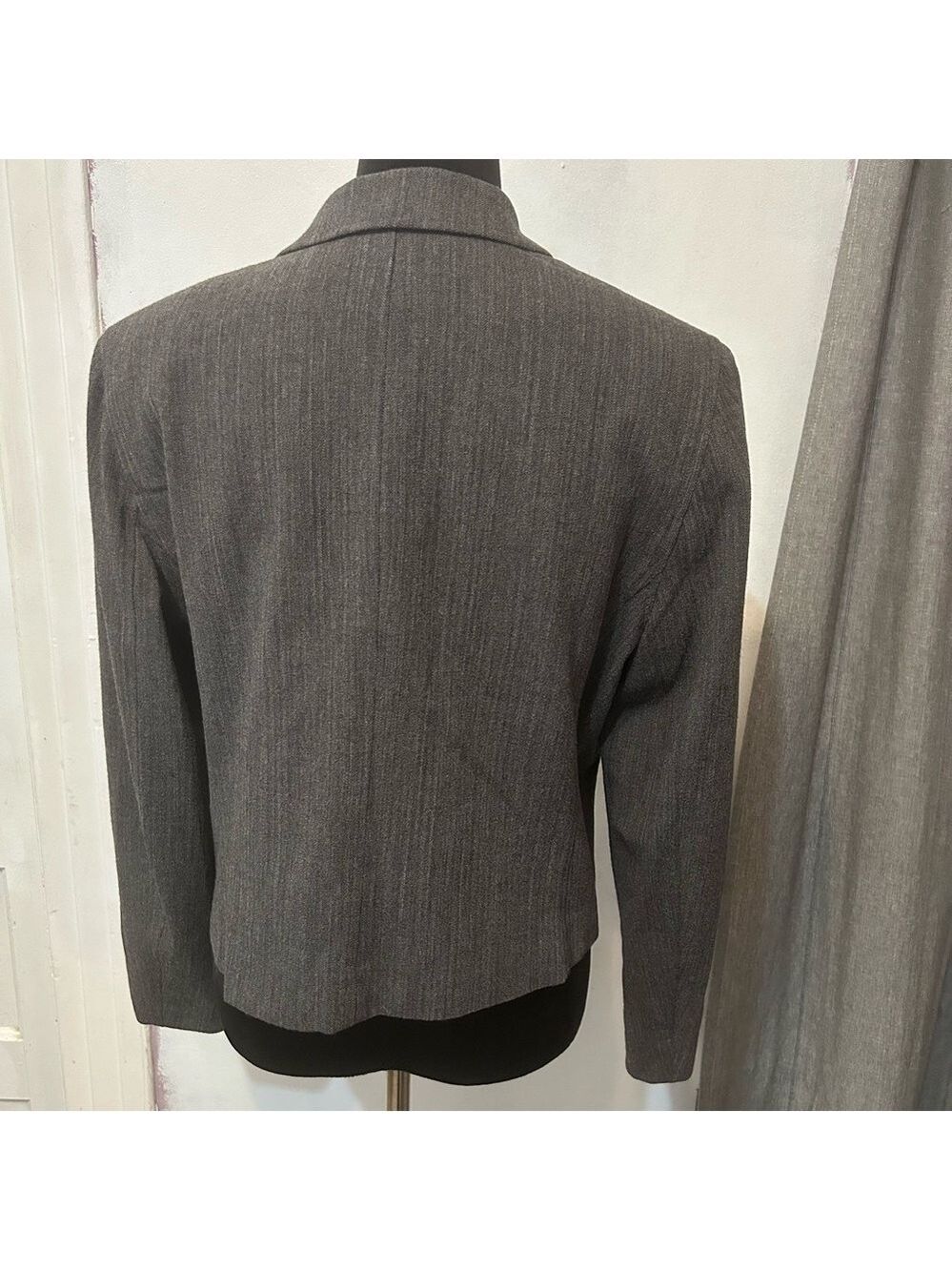 Lauren Ralph Lauren Women Wool Blazer 12 Gray Office Boxy 3 Button Work Career - Picture 4 of 8